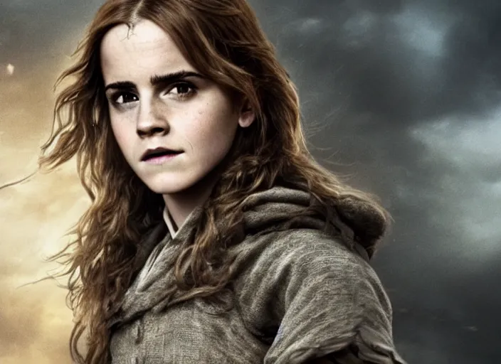 Image similar to emma watson as hermione granger in that infamous game of thrones scene