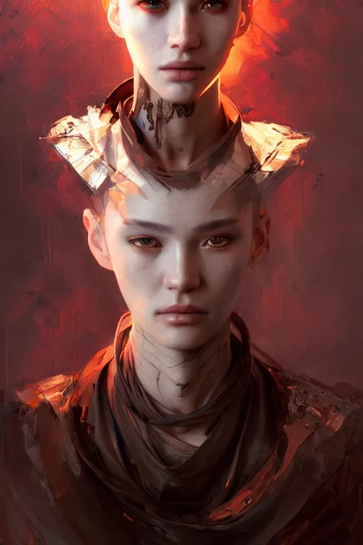 Prompt: A masterpiece portrait of a single Incredibly beautiful queer like a Syberian post apocalyptic shaman girl . medium shot, intricate, elegant, highly detailed. trending on artstation, digital art, by Stanley Artgerm Lau, WLOP, Rossdraws, James Jean, Andrei Riabovitchev, Marc Simonetti, Yoshitaka Amano