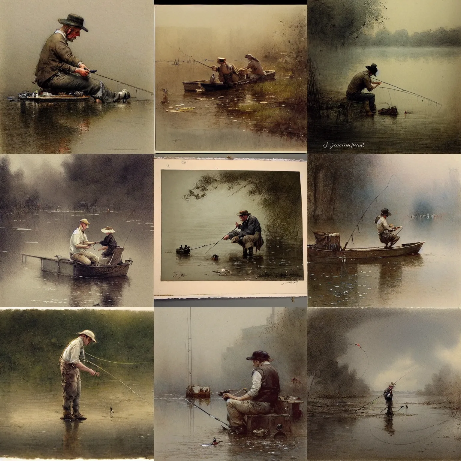 Prompt: ( ( ( ( ( fishing in a pond on a times square. ) ) ) ) ) by jean - baptiste monge!!!!!!!!!!!!!!!!!!!!!!!!!!!