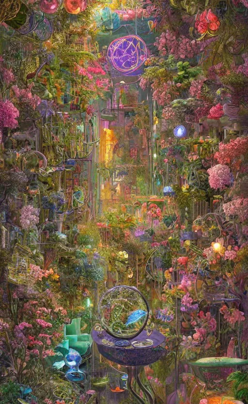 Prompt: a dense and fascinating detailed intricate advert for neon in a garden, by tim razumovsky, james c. christensen, charles conder and h. r. geiger. trending on artstation