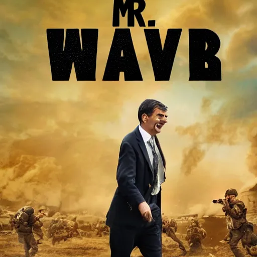 Prompt: mr bean as funny epic war hero, movie poster, 8 k hd,