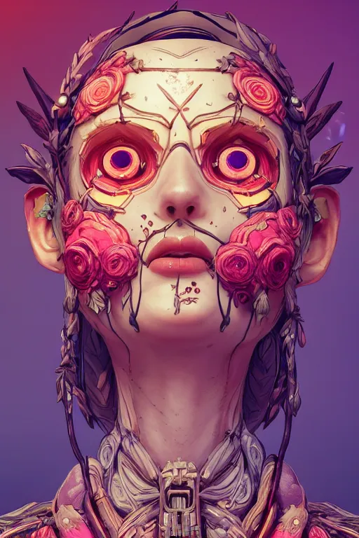 Image similar to symmetry!! portrait of floral! borderlands 3 psycho, intricate, elegant, highly detailed, digital painting, artstation, concept art, smooth, sharp focus, illustration, art by wlop and rossdraws and mike winkelmann, 8 k