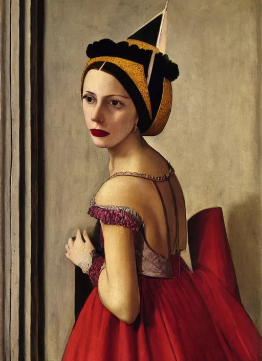 Prompt: portrait of young woman in renaissance dress and renaissance headdress, art by henri cartier - bresson