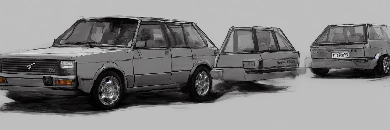 Image similar to concept art of a volvo 240, high detail, high definition, 8k