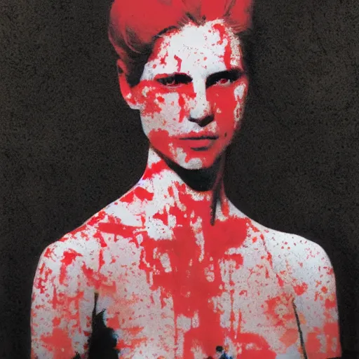 Prompt: portrait of a woman wearing white and red, by tim bradstreet