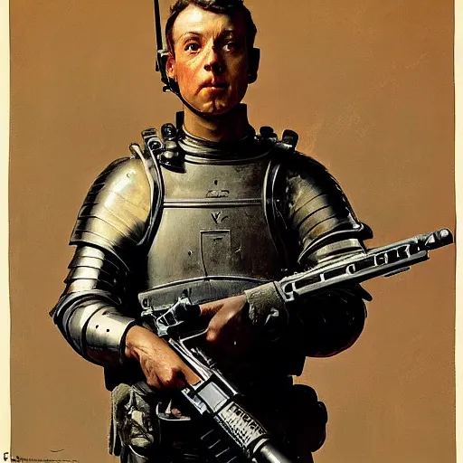 Image similar to portrait of a knight with an ar - 1 5, by norman rockwell