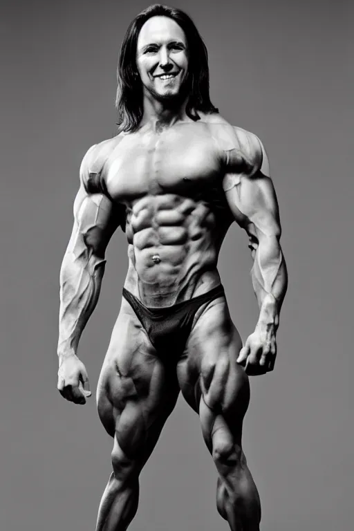 Prompt: Matthew Mercer is a jacked muscle builder gigachad, grayscale photography