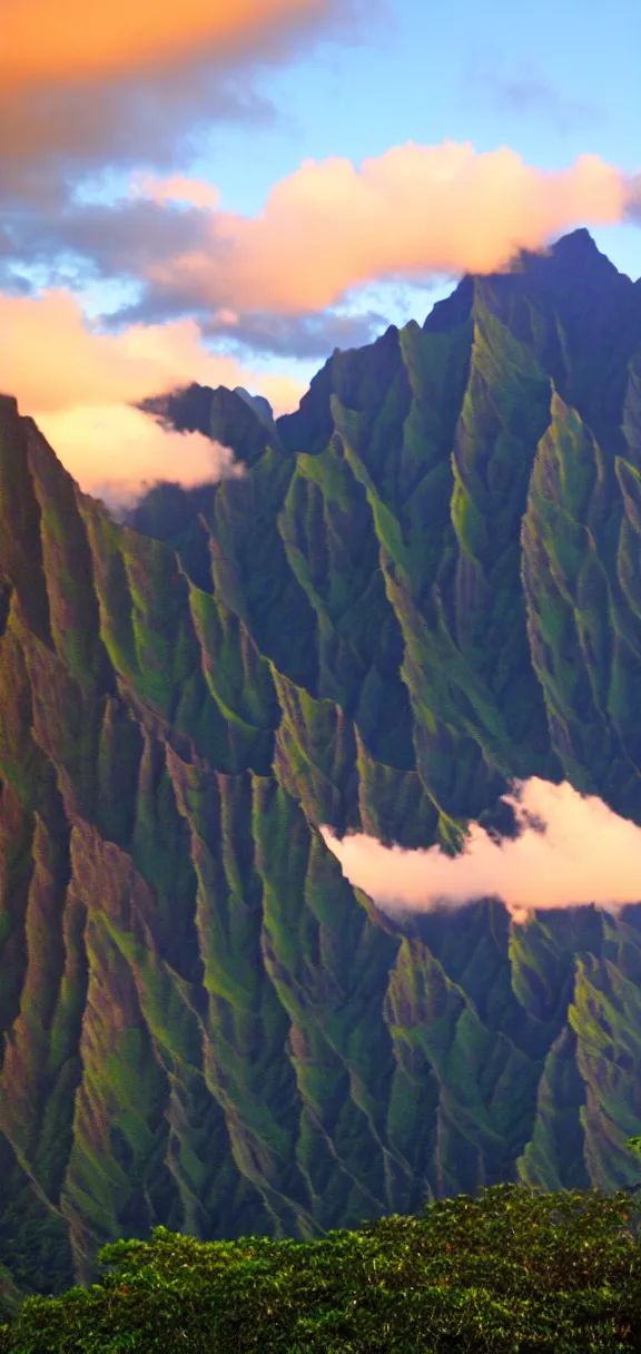 Prompt: koolau range at sunset