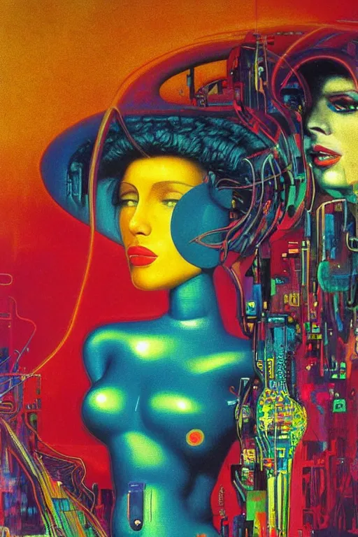 Image similar to 8 0 s art deco close up portait of miss of the world, rain like a dream oil painting curvalinear clothing cinematic dramatic cyberpunk textural fluid lines otherworldly vaporwave interesting details fantasy lut epic composition by basquiat zdzisław beksinski james jean artgerm rutkowski moebius francis bacon gustav klimt