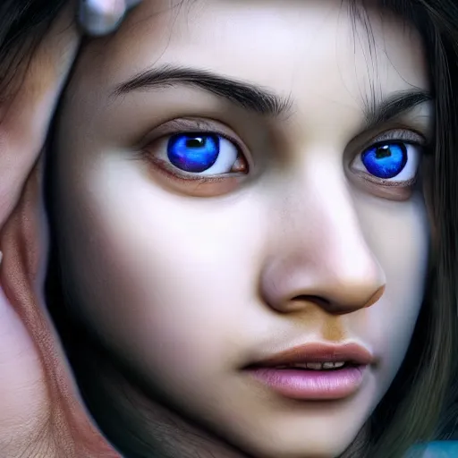 Image similar to indian, big eye, hyper realistic, photoreal render, octane render, trending on artstation