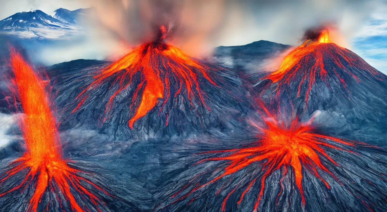 Prompt: majestic volcano eruption landscape, high definition, high detail, 8k, photorealistic,