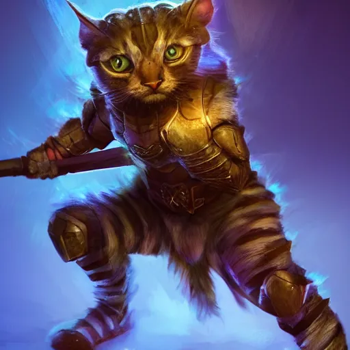 Prompt: character concept portrait, a warrior cat in a combat stance, bright glowing, 3 d rendered, 3 d rendering, dramatic lighting, unreal enginedigital painting, concept art, smooth, sharp focus, illustration, 8 k resolution, trending on art station, cinema 4 d, behance hd