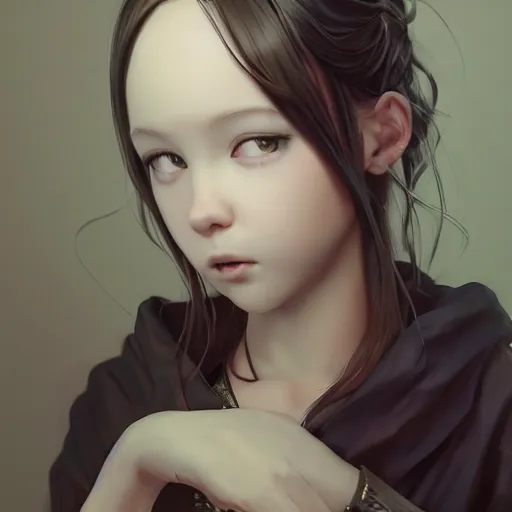 Image similar to Clothed.realistic style at CGSociety by WLOP,ilya kuvshinov,krenz cushart,Greg Rutkowski,trending on artstation.Zbrush sculpt colored,Octane render in Maya,Houdini VFX.Realistic fantasy cute young girl who is dark disciple,expressing joy,wearing mystic robe,silky hair, deep eyes.Oil painting.Cinematic dramatic atmosphere,sharp focus,soft volumetric studio lighting.