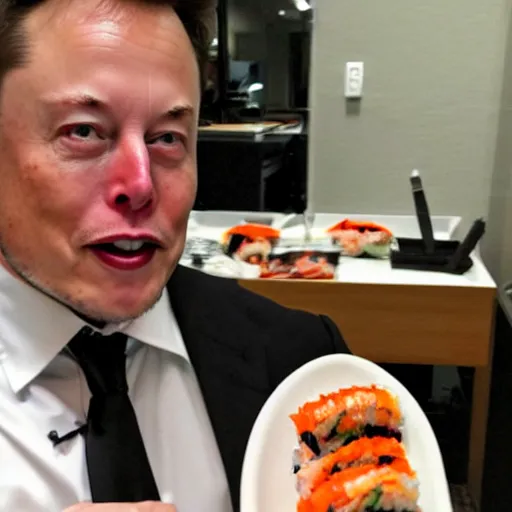 Prompt: elon musk eating sushi