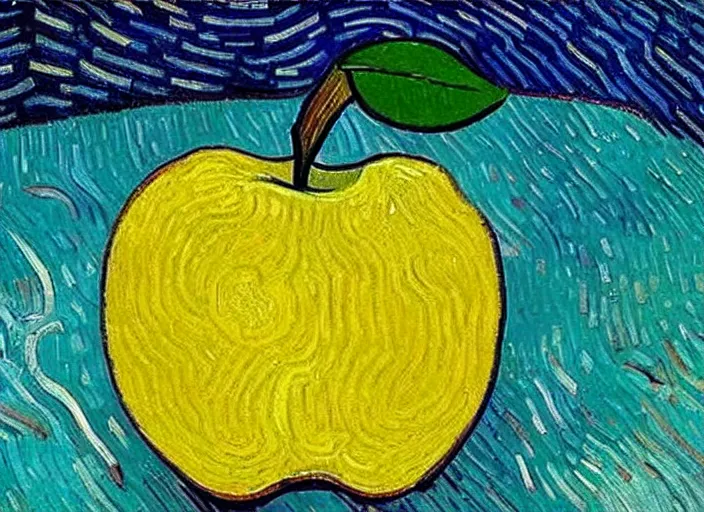 Prompt: an apple ， by vincent willem van gogh,