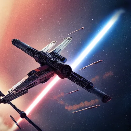 Image similar to photography of x - wing, photo, hyperrealistic, sci - fi, star - wars, star wars, 8 k