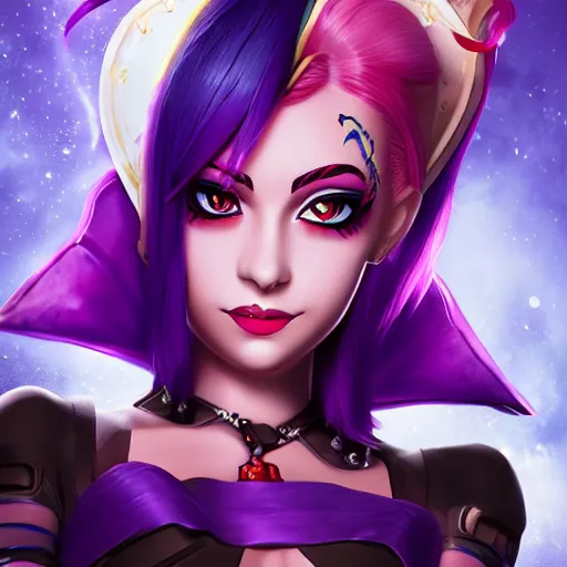 Image similar to jinx from league of legends portrait, cinematic