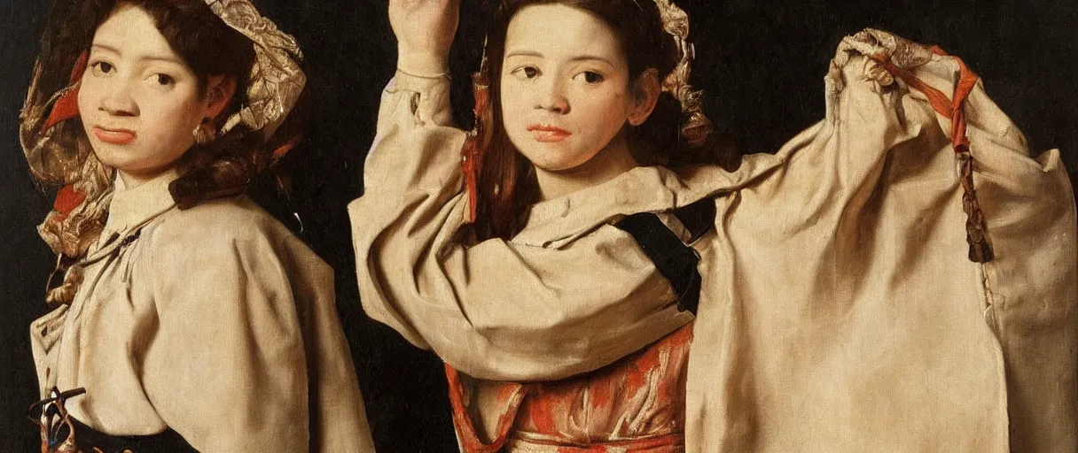 Image similar to painting by diego velasquez, young woman, high resolution, very detailed art