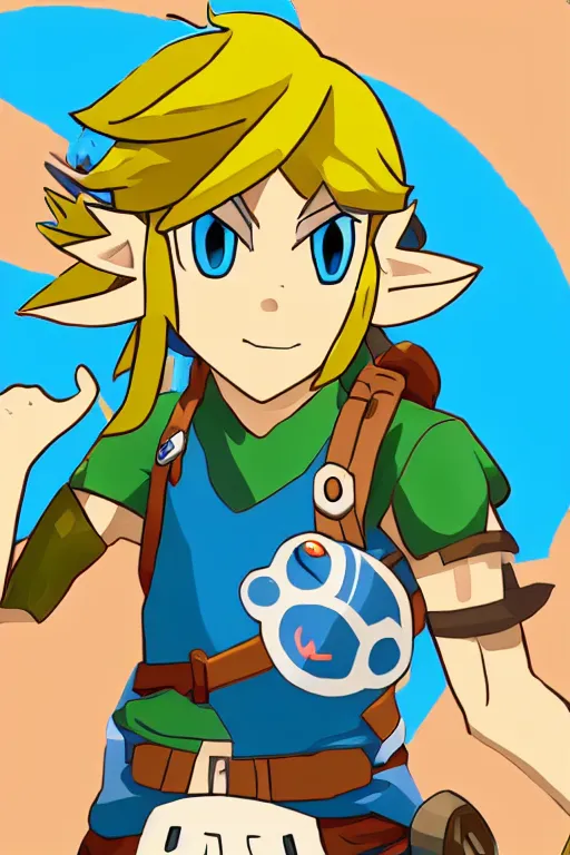 Image similar to an in game portrait of link from pokemon sun, pokemon sun art style.