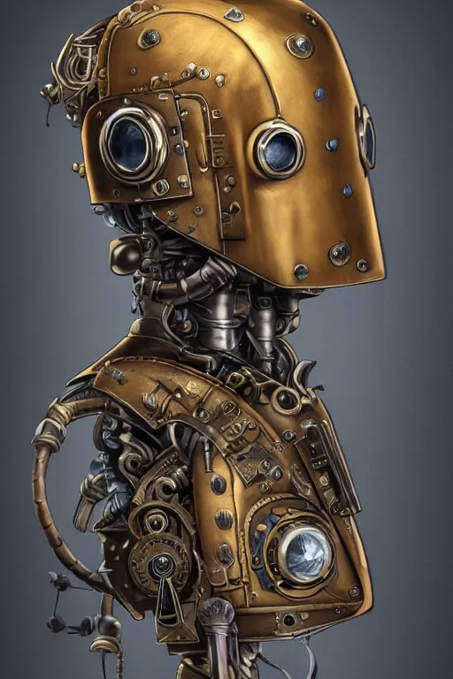 Image similar to steampunk helmet fantasy art mask robot ninja stylized digital illustration sharp focus, elegant intricate digital painting artstation concept art global illumination ray tracing advanced technology chaykin howard and campionpascale and cooke darwyn and davis jack