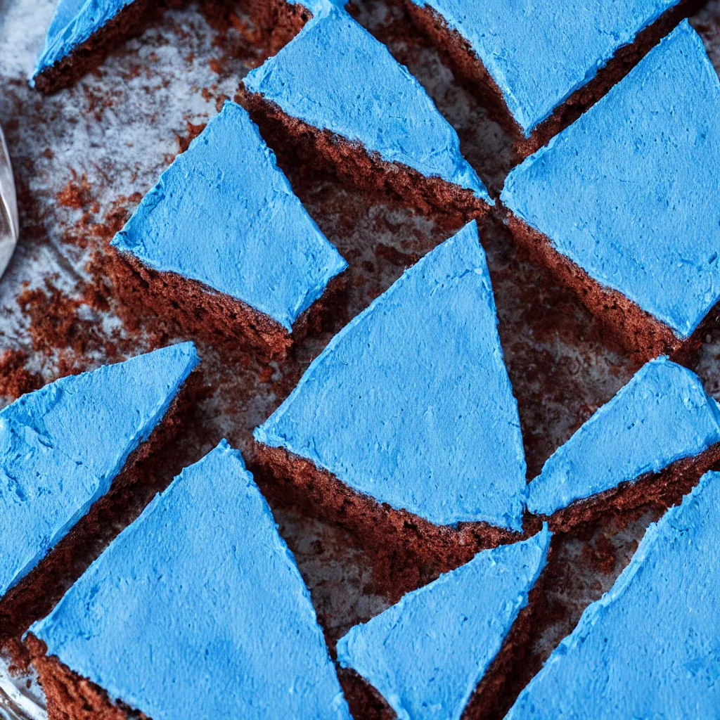 Image similar to close-up photo of cake on top of a blue surface, 8k, high detail, photorealistic, proper shading