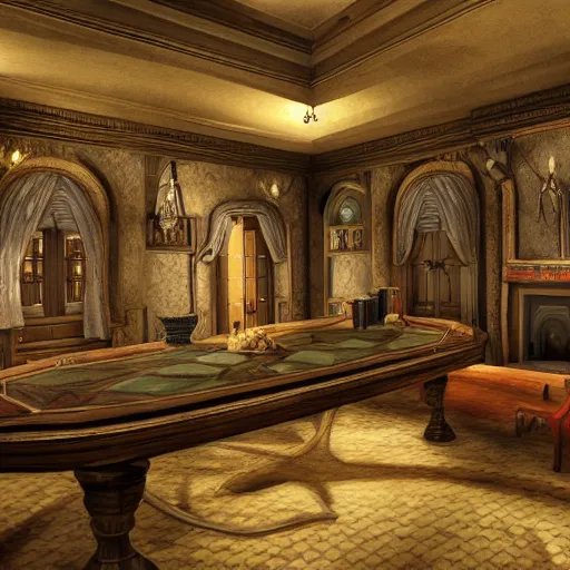 Image similar to the inside of a mansion, dungeons and dragons, 4 k, highly detailed