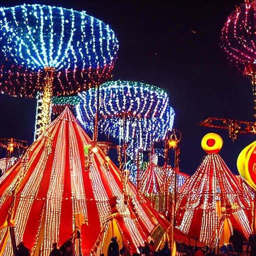 Prompt: a night circus shining with thousands of lights