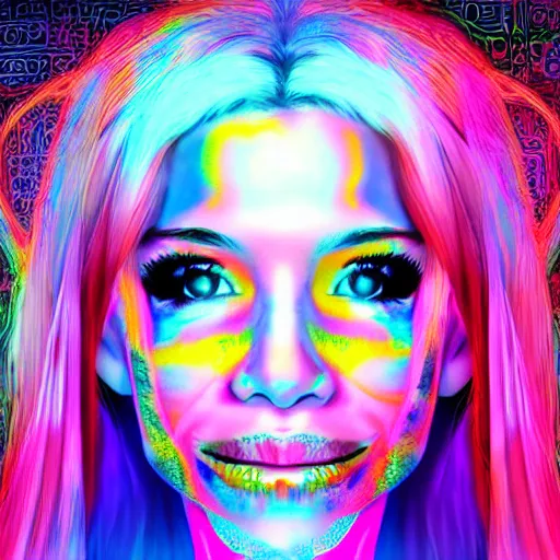 Prompt: a digital portrait of belle delphine, digital art by alex grey, instagram contest winner, computer art, glitch art, dystopian art, glitchy