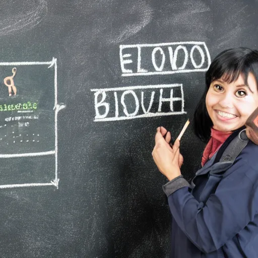 Prompt: a chimpanzee scientist teaching evolution blackboard