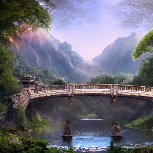 Prompt: Matte painting of Rivendell 4K