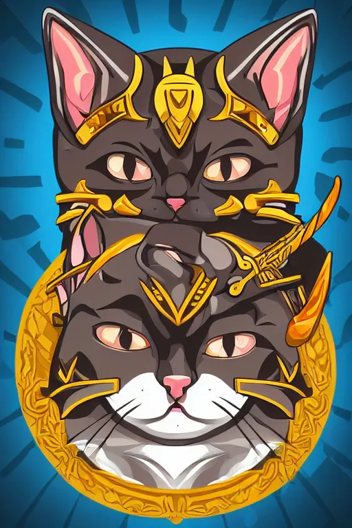 Image similar to A portrait of a kitten as evil warlord general, sticker, Anthropomorphized, portrait, highly detailed, colorful, illustration, smooth and clean vector curves, no jagged lines, vector art, smooth