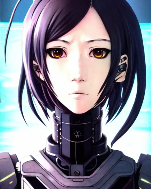 Image similar to portrait Anime cyberpunk cyborg girl in mechanical armor, blame, cute-fine-face, black-hair pretty face, realistic shaded Perfect face, fine details. Anime. Warhammer 40000, realistic shaded lighting, by Ilya Kuvshinov katsuhiro otomo ghost-in-the-shell, magali villeneuve, artgerm, rutkowski, WLOP Jeremy Lipkin and Giuseppe Dangelico Pino and Michael Garmash and Rob Rey and Tsutomu Nihei