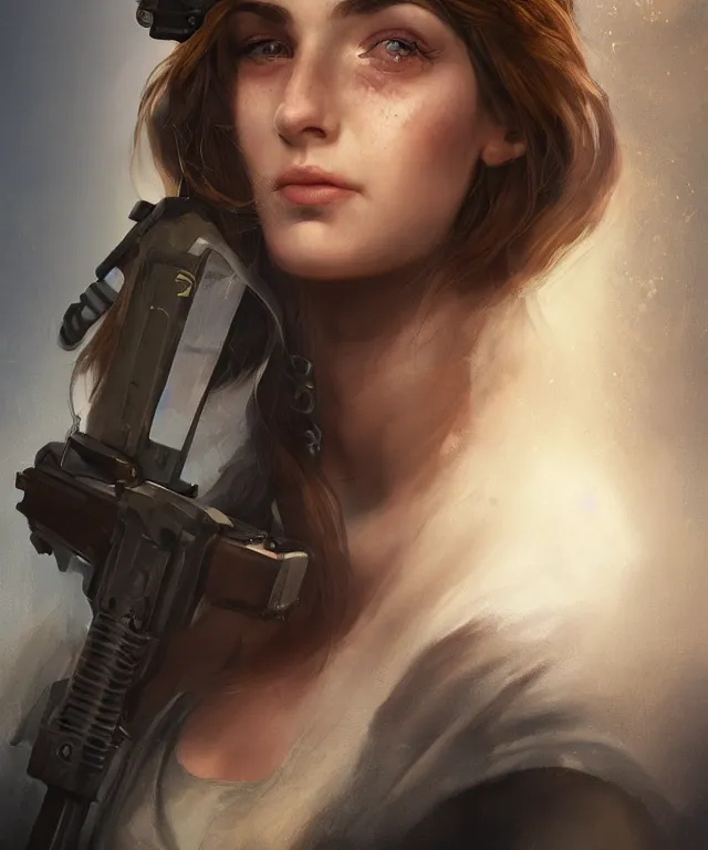 Prompt: 5 5 mm portrait photo of a beautiful jewish female israeli soldier by charlie bowater and titian and artgerm, intricate, face, highly detailed 8 k, intricate, lifelike, soft light, cinematic lighting, featured on artstation