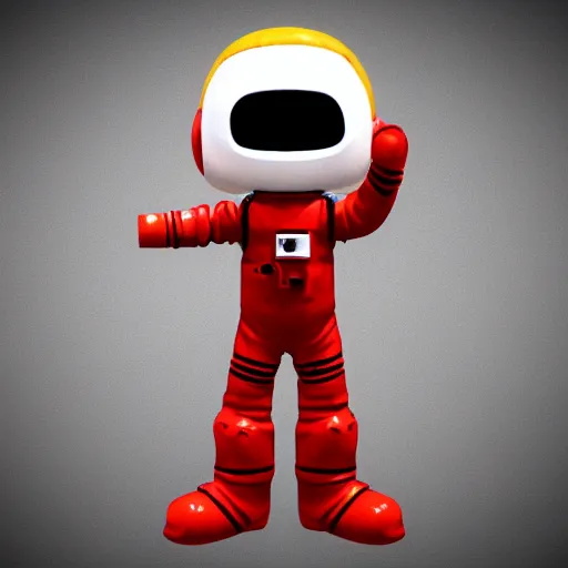 Prompt: chibi red astronaut 3 d model, with feet for legs