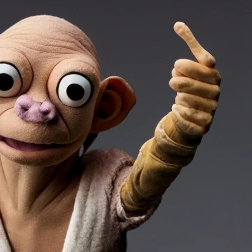 Prompt: Gollum depicted as a muppet