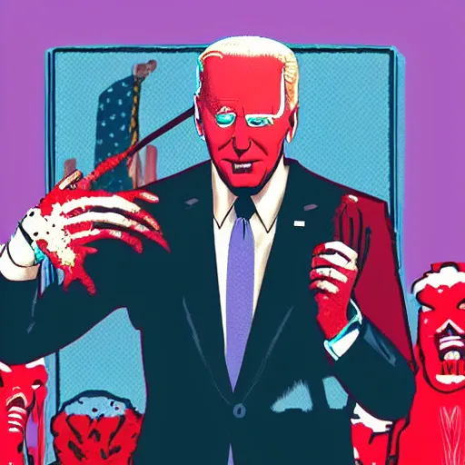 Image similar to joe biden in hotline miami