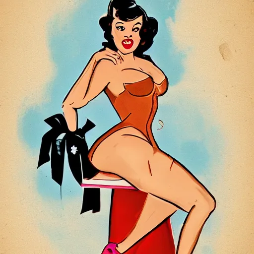 Image similar to a pinup in the style of olivia de berardinis.