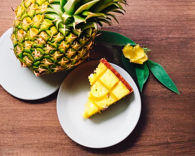 Image similar to dslr food photograph of a pineapple cake, 8 5 mm f 1. 4