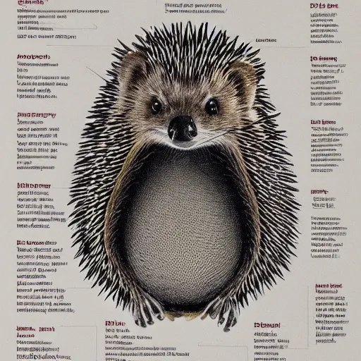 Prompt: Anatomy of a hedgehog from a biology textbook