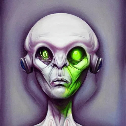 Image similar to depression portrait as alien, horror art