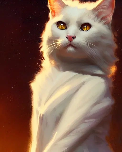 Prompt: a potrait of a space fanstasy cat, fine details. night setting. realistic shaded lighting poster by craig mullism, artgerm, jeremy lipkin and michael garmash, unreal engine, radiant light, detailed and intricate environment, digital art, trending on art station