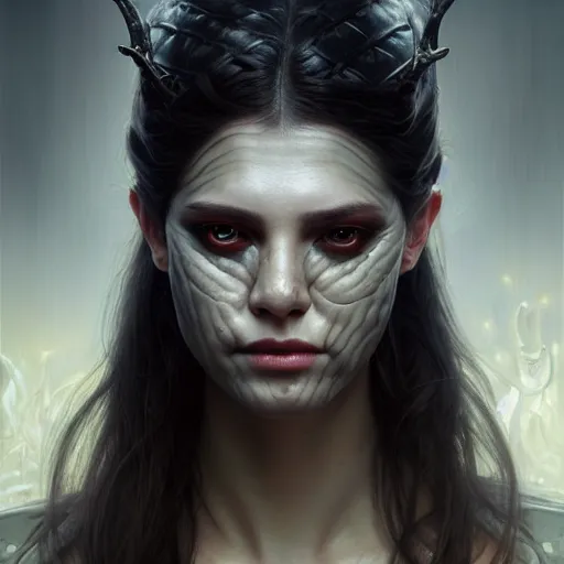 Prompt: portrait painting of a vampire with snake skin and three eyes wearing vietnam fatigues, ultra realistic, concept art, intricate details, eerie, highly detailed, photorealistic, octane render, 8 k, unreal engine. art by artgerm and greg rutkowski and charlie bowater and magali villeneuve and alphonse mucha