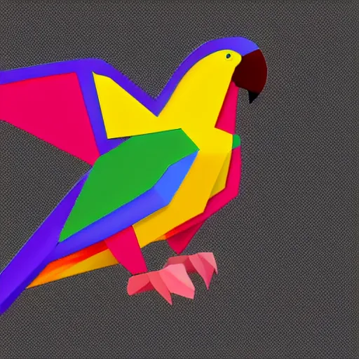 Image similar to isometric vector low poly rainbow parrot icon, blackbackground, cgsociety, 2 dimensional