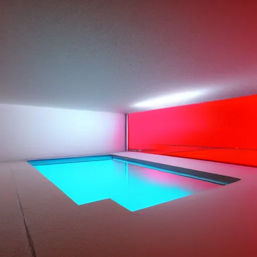 Prompt: lights are reflected on swimming pool covered with snow in the abandoned remote street in the moment of snow storm in the style of Mark Rothko. lights, dirty, front on, 8k 3D. Vray octane c4d redshift. Unreal engine