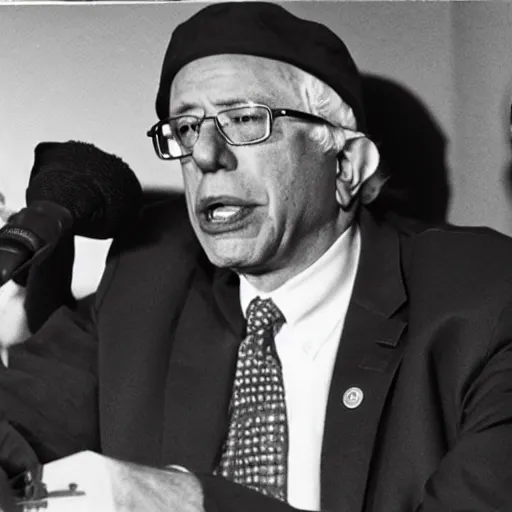 Image similar to bernie sanders as unibomber, vintage photo