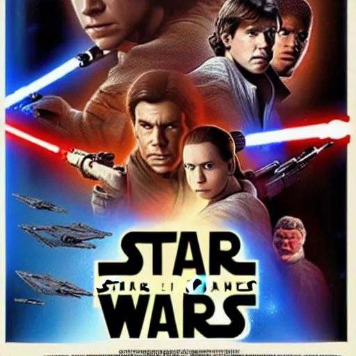 Prompt: star wars episode 1 5 movie poster