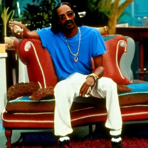 Prompt: a tv still of Snoop Dogg starring as Carlton in The Fresh Prince of Bel-Air (1990)