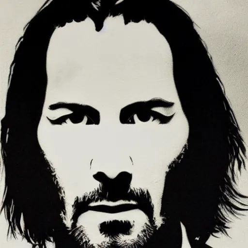 Image similar to keanu reeves in pulp fiction, etching, ultra realistic