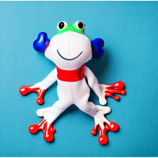 Image similar to cute frog wearing a sailor suit, studio photography,