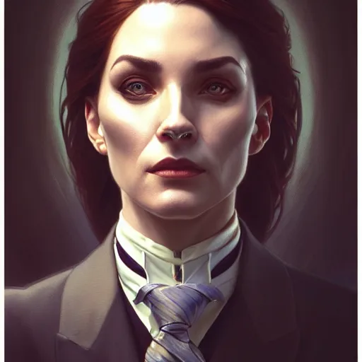 Image similar to portrait painting of a business cat leader of a political party, ultra realistic, concept art, intricate details, eerie, highly detailed, photorealistic, octane render, 8 k, unreal engine. art by artgerm and greg rutkowski and charlie bowater and magali villeneuve and alphonse mucha